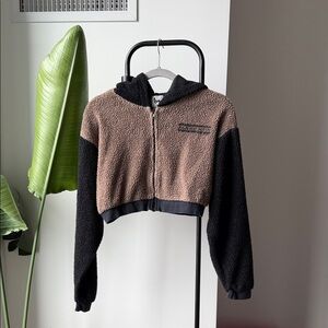 Vintage Blanc Noir Cropped Hoodie